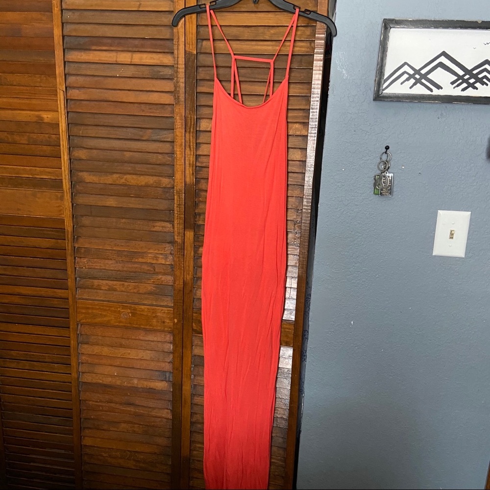 Coral pick jersey maxi dress